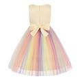 thumbnail image 2 of Uhnice Little Girl's Sequin Sleeveless Mesh Rainbow Dress for Wedding Party (Yellow, 8-9- Years/160), 2 of 7