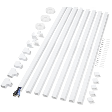 Cord Covers For Wires On Wall Extra-long 26.25ft Tv Hider Kit Paintable Cable Management Concealer Wire White Raceway 8 X L39in W0.95in H0.55in