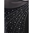 thumbnail image 6 of Doomiva Women's Lyrical Dance Dress Shiny Rhinestones Mesh Split Maxi Dresses Contemporary Dancewear Black&Red M, 6 of 7