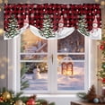 thumbnail image 6 of Red Plaid Christmas Tie Up Valances Curtain, Snowman Tree Winter Snowflakes Adjustable Rod Pocket Short Window Treatment Tie Up Curtains Valances for Kitchen Living Room Bathroom 42x12 Inches, 6 of 9