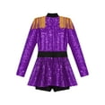 thumbnail image 4 of iiniim Kids Girls Long Sleeve Tassel Epaulet Shiny Sequins Dress Jumpsuit Stage Performance Purple 6, 4 of 7