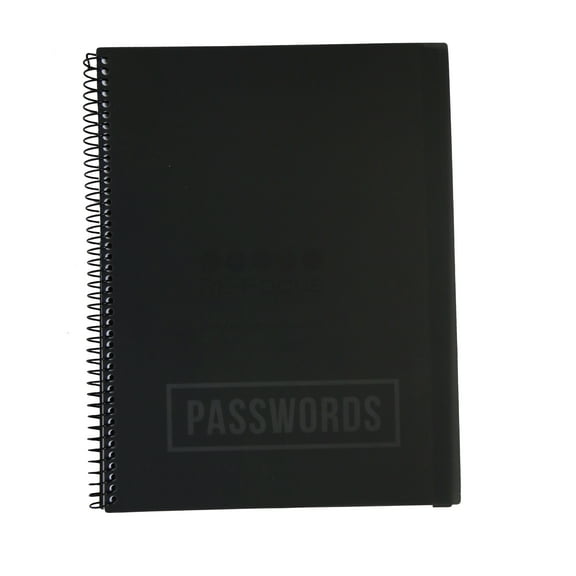 RE-FOCUS THE CREATIVE OFFICE Large Password Keeper Book, Black, 7.5 in x 10 in, 96 Pages, 1 Count