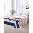 thumbnail image 5 of Anchor Pink King Size Flat Sheet, Wrinkleproof & Fadeproof Cooling Flat Bed Sheet Only, Modern Navy Blue White Striped Nautical Breathable Soft Bedding Top Sheets 105 x 98 Inches, 5 of 8