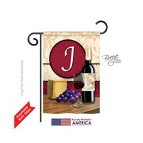 Breeze Decor 80218 Wine J Monogram 2-Sided Impression Garden Flag - 13 x 18.5 in.