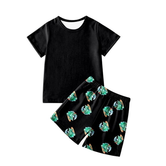 WOYY Toddler Boys Pajamas Short Sleeves Top and Shorts Sleepwear Loungewear, Sizes 3-4T