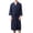 #32-Navy, variant on Men Waffle Kimono Bathrobe Long Sleeve Belt Waist Pocket Design Soft Absorbent Breathable Hotel Spa Shower Home Lounge Bath Robe Gifts for Father