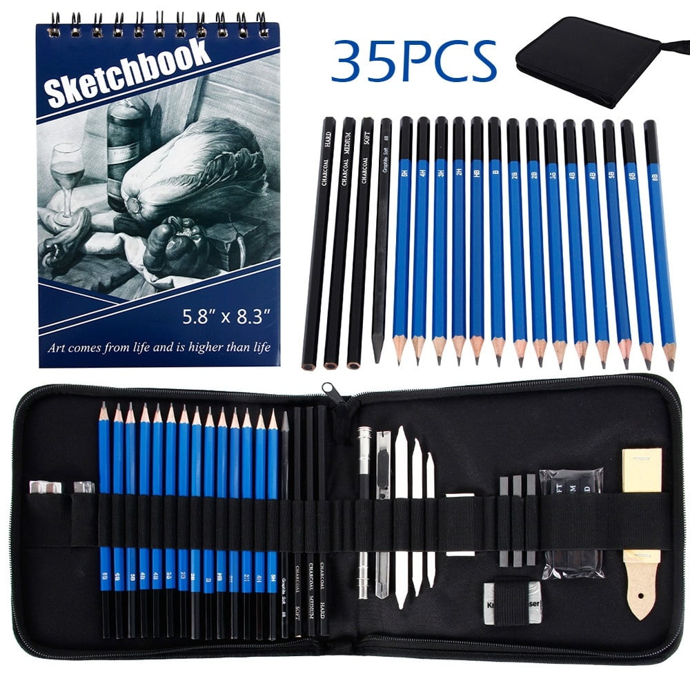 Willstar 35pcs Professional Sketching Drawing Pencils Set Art Pencil