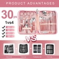 thumbnail image 4 of Square 30-in-1 Professional Manicure & Pedicure Set - Complete Nail Care Kit with Clippers, Files & Tools for Travel, Home & Salon Use（Pink）, 4 of 6
