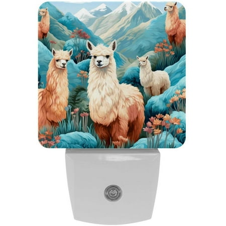 

Plug-in Night Lights Set Of 2 Cute Alpaca Llama Pattern Automatic Dusk-To-Dawn Sensor LED Nightlights Home Decorative Lamp For Kids Teens Girls Boys Adults