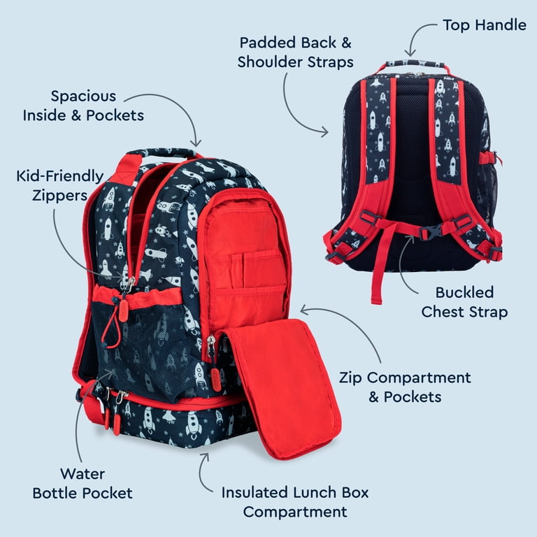 【新品】Bentgoロケット・子供用バックパック Bentgo Kids Prints 2-in-1 Backpack & Lunch Bag - Blue Rocket