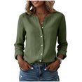 thumbnail image 5 of Button Down Shirts for Women Mandarin Collar Cotton Long Sleeve Blouses Casual Solid Work Shirts Tunic Tops, 5 of 7