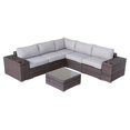 thumbnail image 1 of Living Source International Ensemble Sectionnel en Osier 8 Pcs avec Coussins Marron, 1 of 3