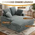 thumbnail image 6 of Techmilly 53" Oversized Chaise Lounge Chair, Fluffy Cozy Sleep Couch with 4 Striped Faux Fur Throw Pillow, Modern ‌Full Size Chair Bed for Living Room, Bedroom, Playroom, Light Grey, 6 of 10