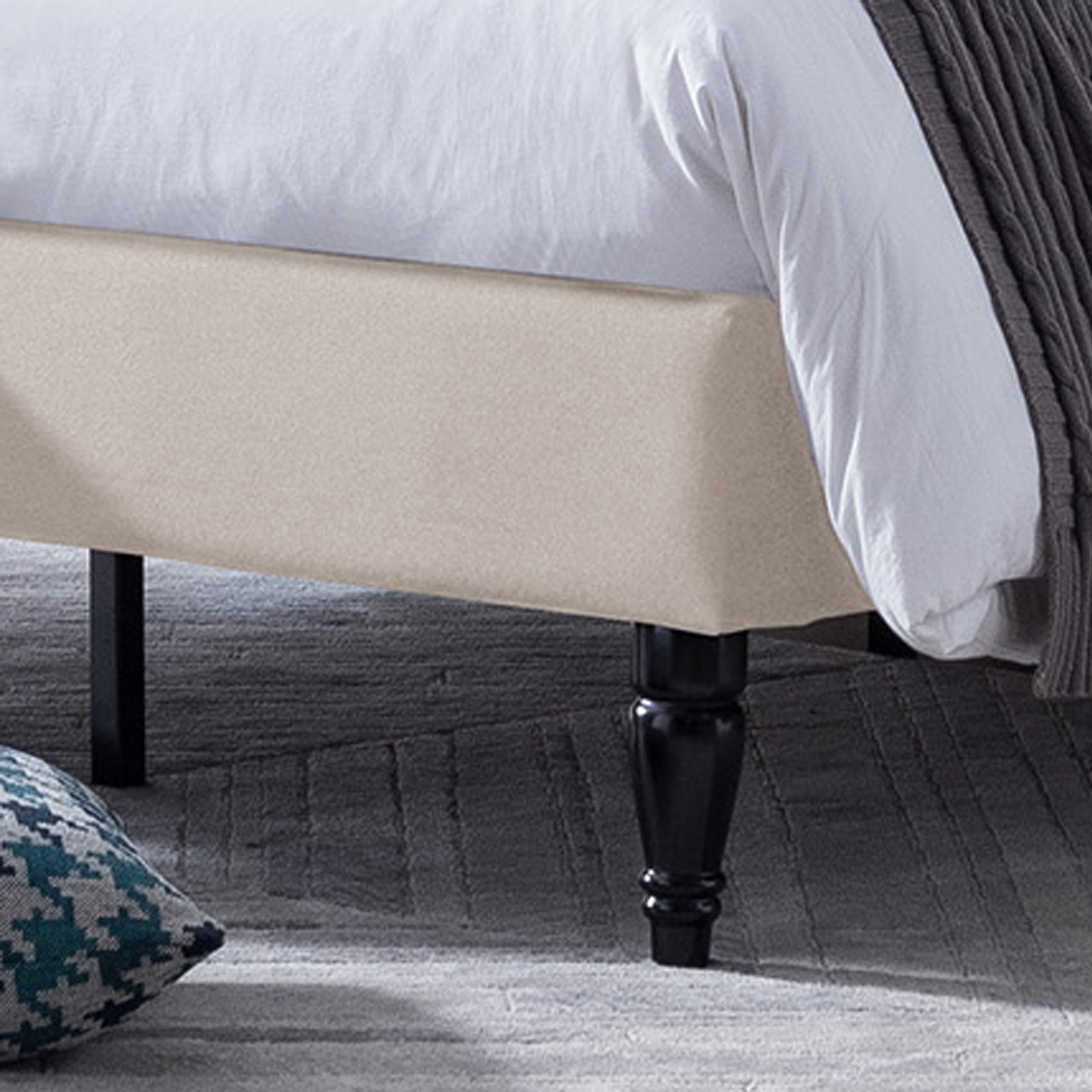 Noble House Ansley Contemporary Fabric Upholstered Queen Sized Bed Set, Beige