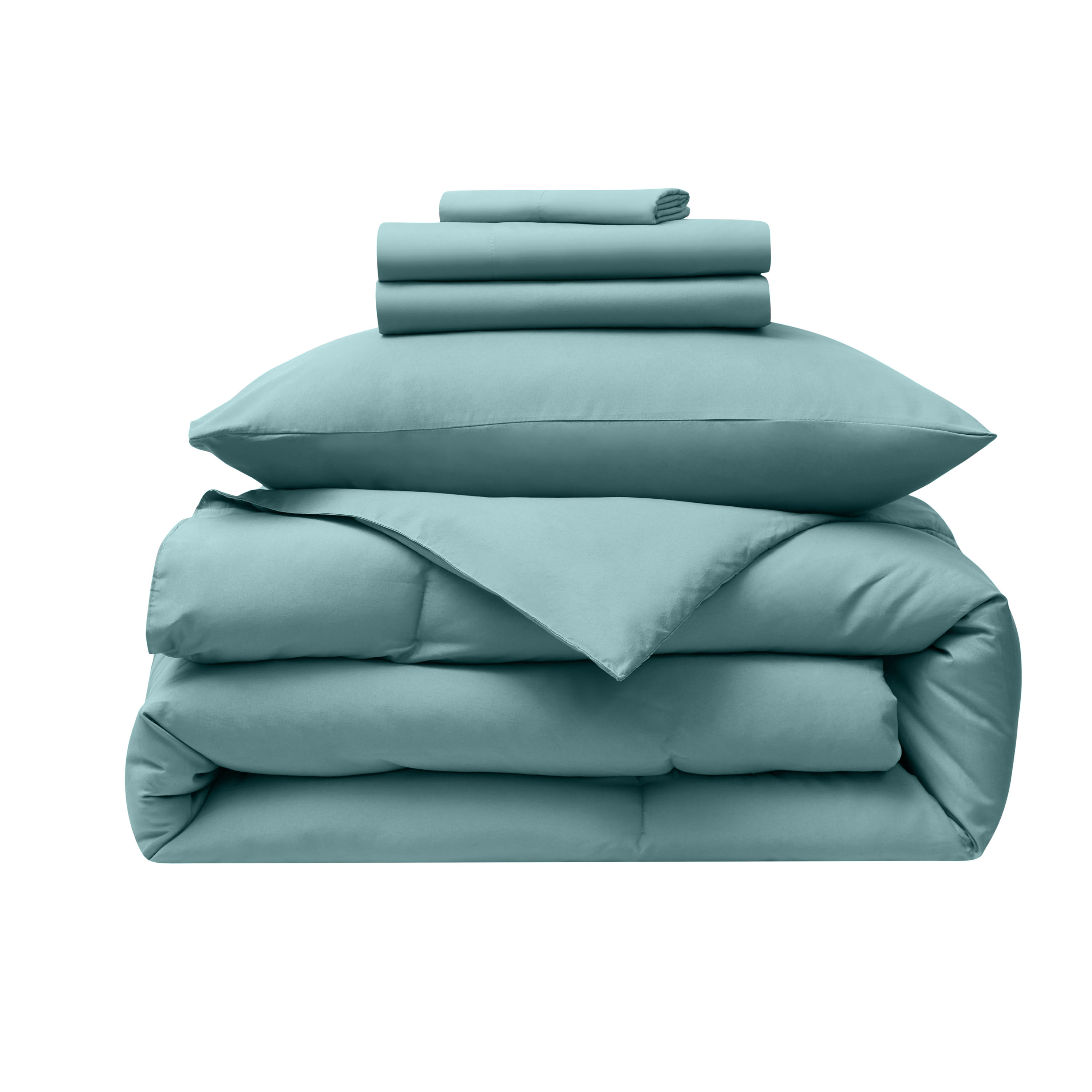 LammaLoe Twin Comforter Sets, 5 Piece Bed in a Bag, Ultra Soft Bedding Comforter Set with Sheets, All Season Bed Set, Mineral Blue