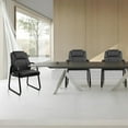 thumbnail image 2 of CLATINA Leather Guest Chair with Padded Arm Rest and Sled Base Meeting Conference and Waiting Room Side Office Home BIFMA Certified Black 4 Pack, 2 of 9