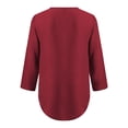 thumbnail image 4 of Holzkary Womens Half Zip V Neck Shirt Summer Half Sleeve Shirts Casual Loose Top Blouses T Shirts Women Ladies Clothing Loose Shirt Chiffon Zipper Long Sleeves Plus Size Tops Wine 5Xl, 4 of 7