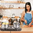 thumbnail image 3 of Hinzonek 2000W Portable Electric Double Burner, Electric Hot Plate Kitchen Cooktop Cooking Stove Frying Pan and Easy to Clean for Home or Dorm, 5 Adjustable Temperatures, Black, 3 of 14