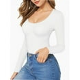 thumbnail image 3 of Women Long Sleeve Shirt Scoop Neck Tops Slim Fit Basic Top Base Layer Tee, 3 of 6