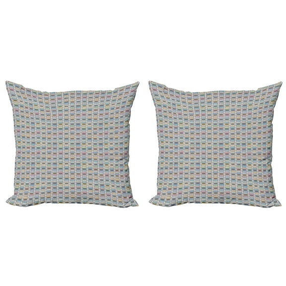 Ambesonne Abstract Throw Pillow Cover 2 Pack, Pastel Simplistic Motifs, 20", Multicolor