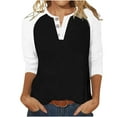 thumbnail image 2 of 2026 Womens T Shirts Fashion Tops Raglan Three Quarter Sleeve Contras Color Half Button Dressy Casual Clothes, 2 of 6