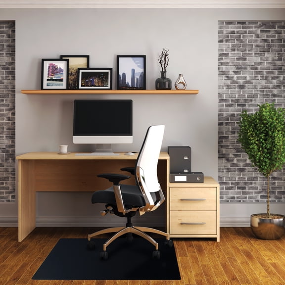 Advantagemat® Black Vinyl Rectangular Chair Mat for Hard Floor - 48" x 60"