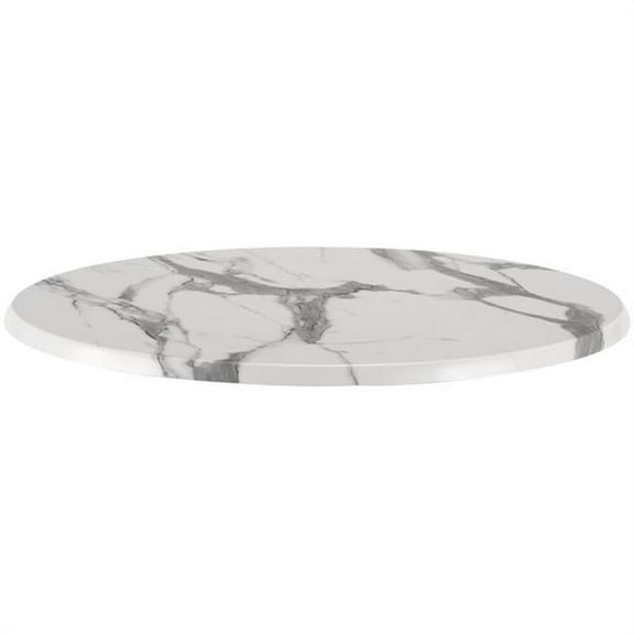 Holland Bar Stool OD36RWM 36 in. Dia. White Marble, Indoor & Outdoor All-Season Round Enduro Table Top, White & Marble Satin