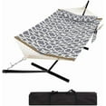 thumbnail image 1 of Hamac pour 2 Personnes avec Support, Cadre en Acier Robuste Supporte 450 Lb, Conception en Polyester Matelassé et Filet Respirant, Comprend un Sac de Rangement pour Cour Arrière, Patio, Camping, 1 of 6