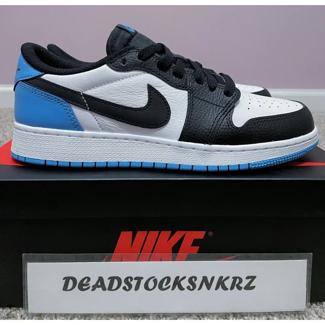 N I-K-E A i r-Jor-dan 1 Retro Low OG GS Black Dark Powder Blue UNC CZ0858 104 GS Sizes