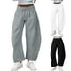 thumbnail image 1 of RKSTN Women's Barrel Leg Sweatpant Plus Size Cotton Like Elastic Waist Wide Leg Athletic Jogger Pants Womens Casual Solid Baggy Comfy Drawstring Running Gym Fitness Sport Pant with Pockets, 1 of 10
