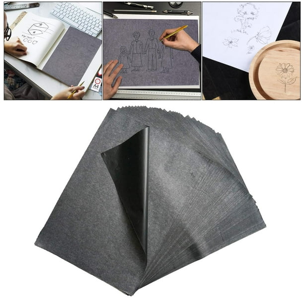 100 Hojas de Papel Carbón para Calcar, Papel Carbón para Bricolaje, Papel de Trabajo en Madera, Y Otras Superficies para Manualidades, Papel de - Negro Soledad Papel de transferencia de carbón