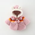 thumbnail image 2 of Odeerbi Baby Girl Clothes Toddler Winter Cloak Solid Color Rainbow Plush Cute Rabbit Ears Hoodie Thick Coat, 2 of 4