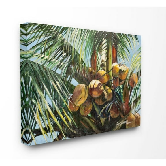Stupell Home Décor Tropical Palm Coconuts Green Yellow Painting Canvas Wall Art by Suzanne Wilkins
