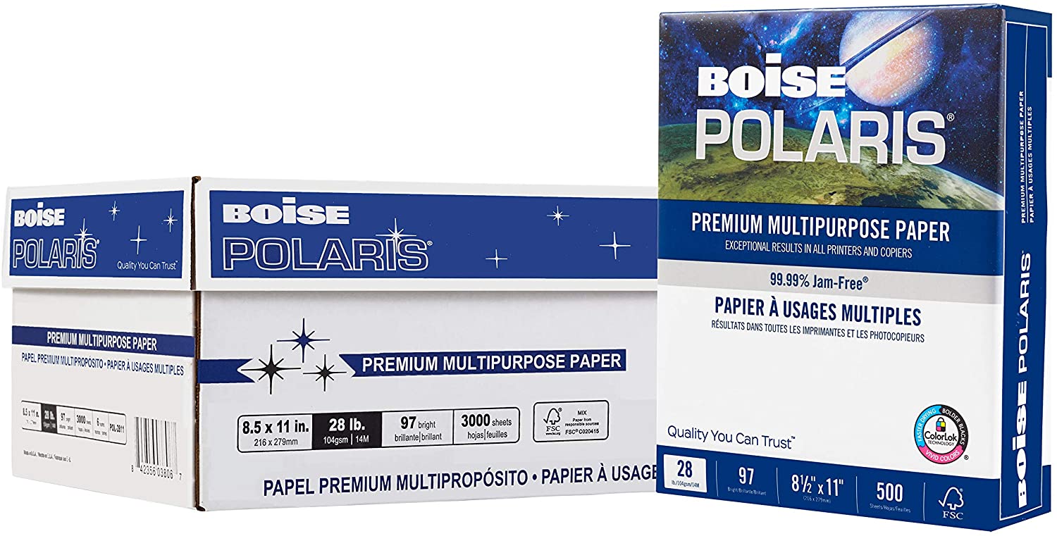 Boise Polaris 28Lb Premium Multipurpose Paper, 81/2 x 11 Inches
