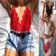 thumbnail image 4 of Sexy Hollow Lencería Body Mujeres Sujetador Conjunto De Encaje Perspectiva V Profundo Caliente Ropa Interior Erótica Halter Abiertopangjing, 4 of 4
