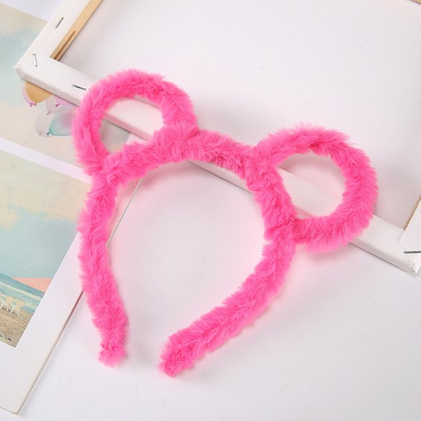 Aro para la cabeza con orejas de oso de peluche de color caramelo para mujer, bonito aro para la cabeza con orejas de oso, pelo largo, Mickey, adecuado para mujeres
