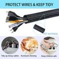 thumbnail image 4 of 10ft(3Rolls) - 2/5 inch Cord Protector Wire Loom Tubing Cable Sleeve Split Sleeving for USB Cable Power Cord Audio Video Cable – Protect Cat from Chewing Cords - Black, 4 of 8