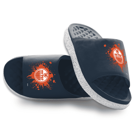 Youth ISlide Edmonton Oilers Centered Logo Splat Motive Slide Sandals