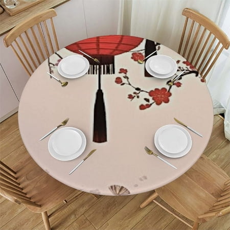 BANET Round Tablecloth Tablecloth Festival Mid Autumn New Year Window Flower Table Cloth for Dining Tables Parties Wedding and Banquet Decoration 54 -58