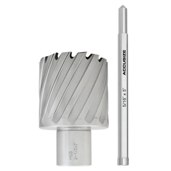 Accusize 2-1/2'' by 2'' Cutting Depth H.S.S. Annular Cutter with 1 Pc Pilot Pin, 2081-2045Pin