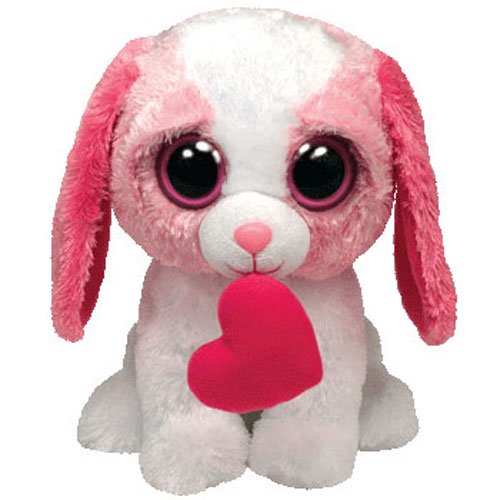 TY Beanie Boos COOKIE the PINK Dog with Heart (Solid Eye Color
