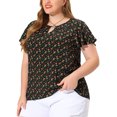 thumbnail image 1 of Blusa floral atemporal Agnes Orinda manga acampanada Narannegro 3XL, 1 of 5