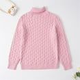 thumbnail image 2 of KAUOD Girls Turtleneck Sweater Ribbed Crochet Long Sleeve Lined Pullover Sweater Kids Plain Soft Fall Warm Sweatshirts, 2 of 7