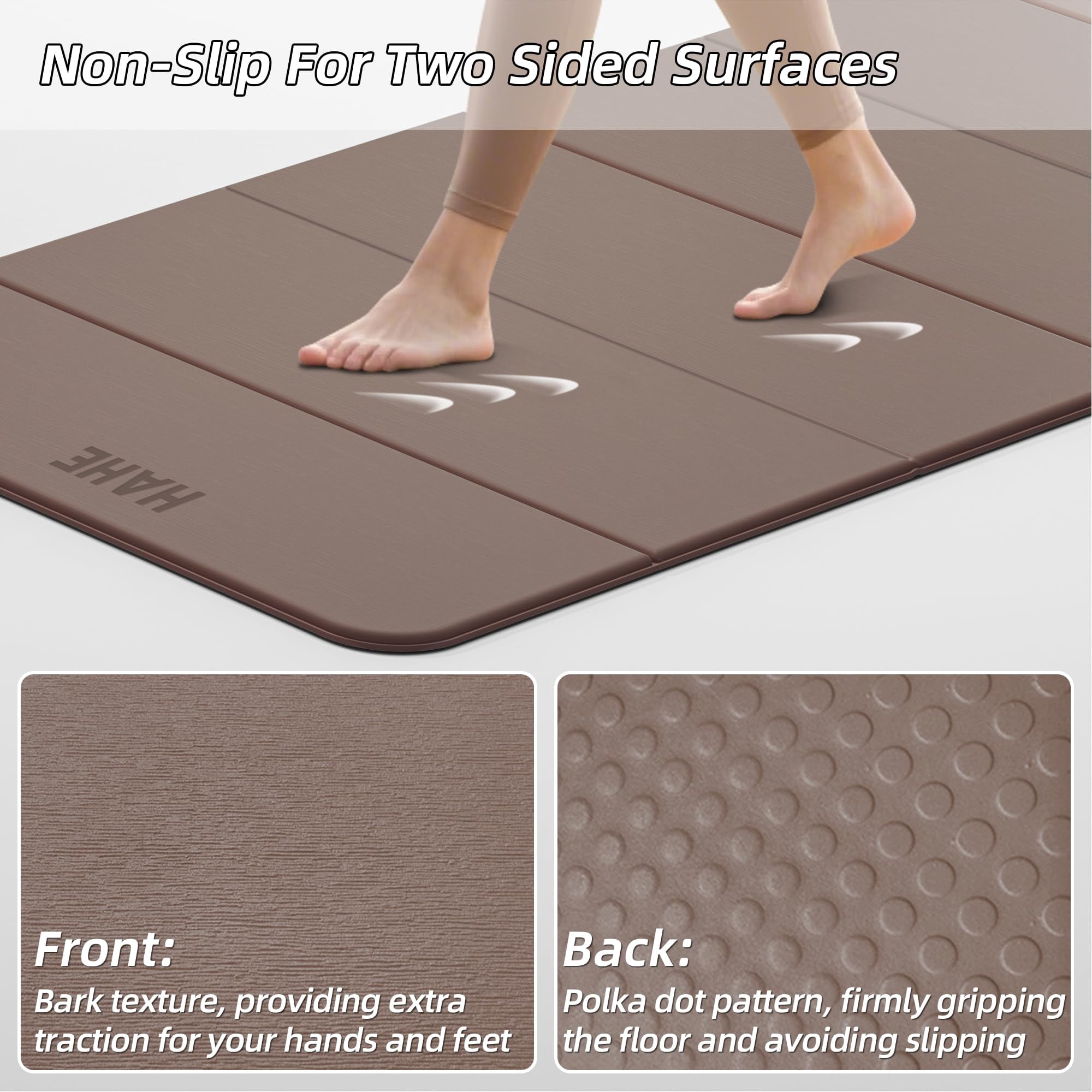 Brown Foldable Yoga Mat 74"L x32"W x 1/3" Thick for Home Workout and Travel