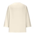 thumbnail image 5 of 3/4 Length Sleeve Womens Tops Spring Summer Casual Cotton Linen Lightweight Loose V Neck Boho T Shirts Blouse, 5 of 5