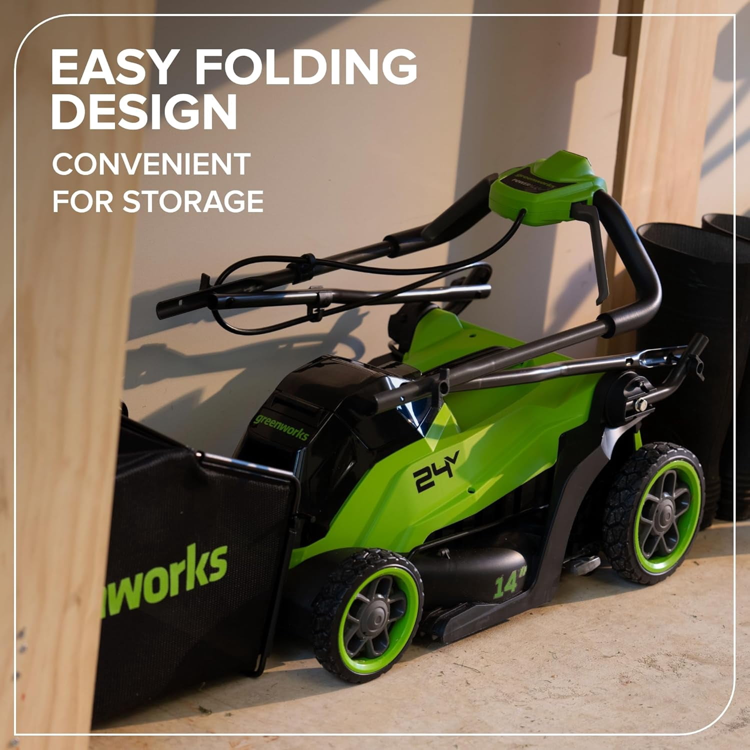 Greenworks 24V 14″ Brushless Cordless Lawn Mower Kit with 5.0Ah USB-C Battery & 65W Type-C Charger