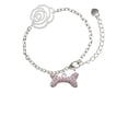 thumbnail image 2 of Delight Jewelry Silvertone Large Light Pink Crystal Dog Bone Silver-tone Flower Link Chain Bracelet, 6.75"+2" Extender, 2 of 4