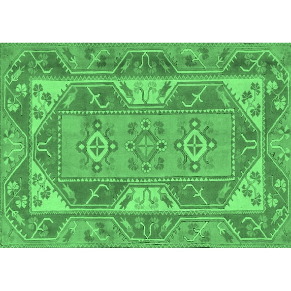 Ahgly Company Indoor Rectangle Oriental Emerald Green Traditional Area Rugs, 6' x 9'