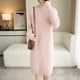 thumbnail image 1 of Vestidos de punto de manga larga para otoño e invierno, suéter recto de cuello alto coreano cálido, vestidos informales hasta la rodilla para mujer, 1 of 5