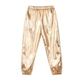 thumbnail image 6 of YUUMIN Kids Boys Girls Jazz Hip Hop Dance Costume Shiny Leather Jacket Sweatshirt with Sweatpants Gold 8, 6 of 7
